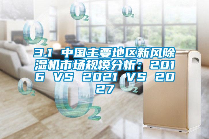 3.1 中國主要地區(qū)新風(fēng)除濕機(jī)市場規(guī)模分析：2016 VS 2021 VS 2027